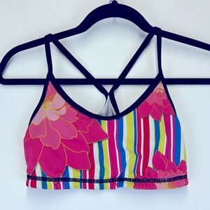 INKnBURN Paeon Classic Floral Striped Strappy Unpadded Sports Bra Size Medium